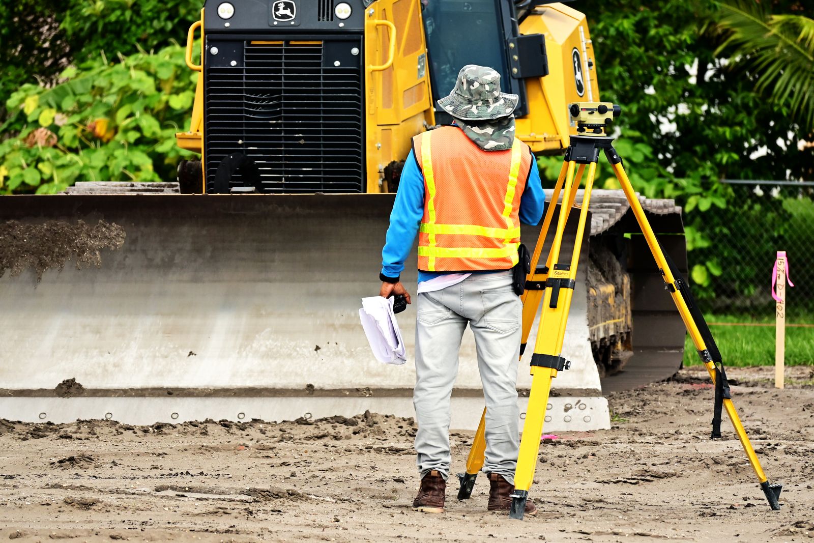 Surveyor on site with equipment