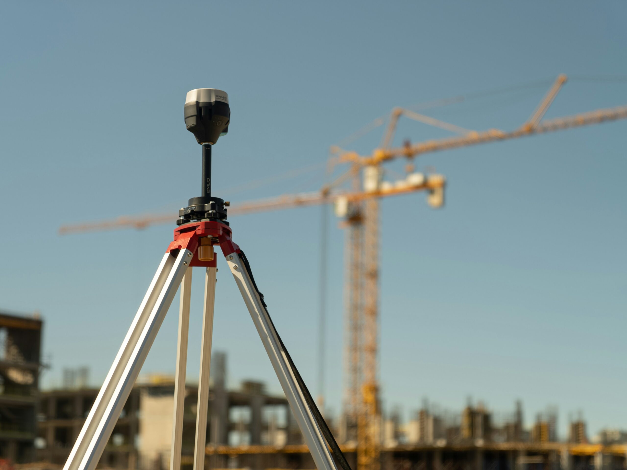3D laser scanning survey equipment on a construction site
